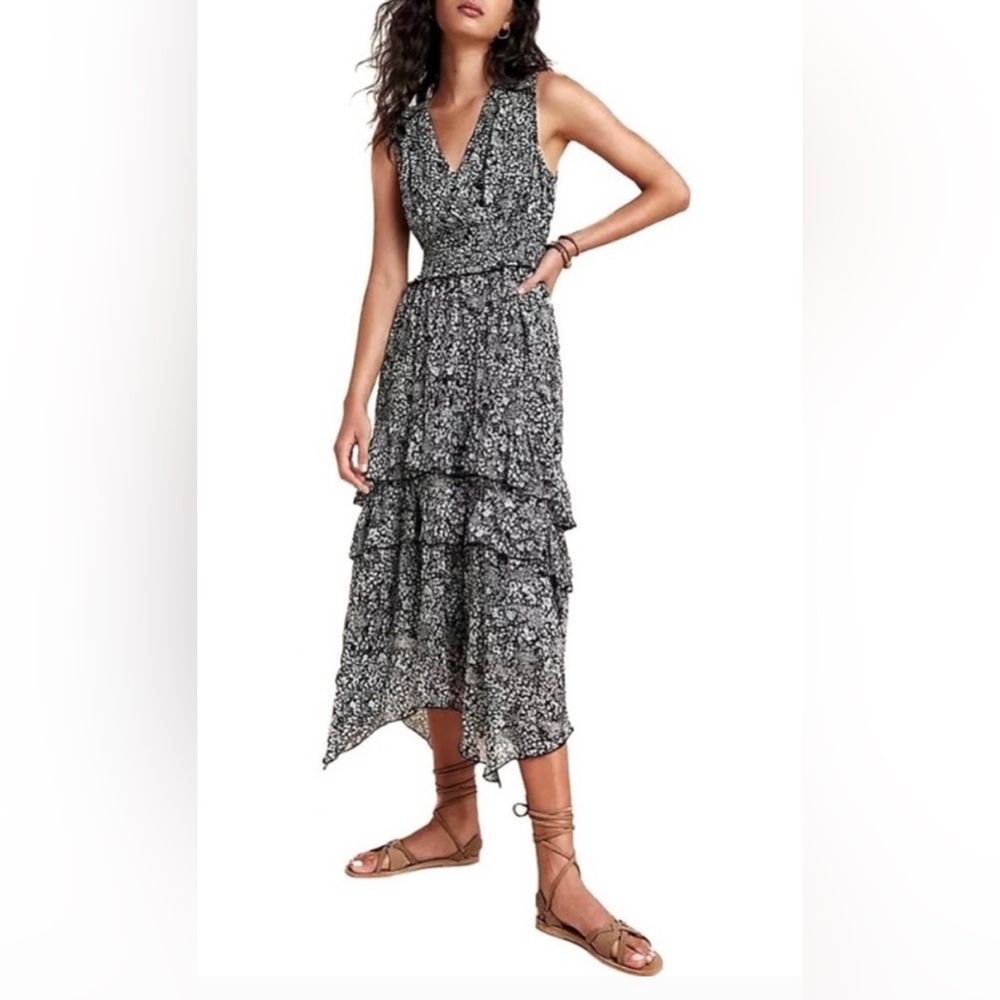 Anthropologie Black and White High Low Dress